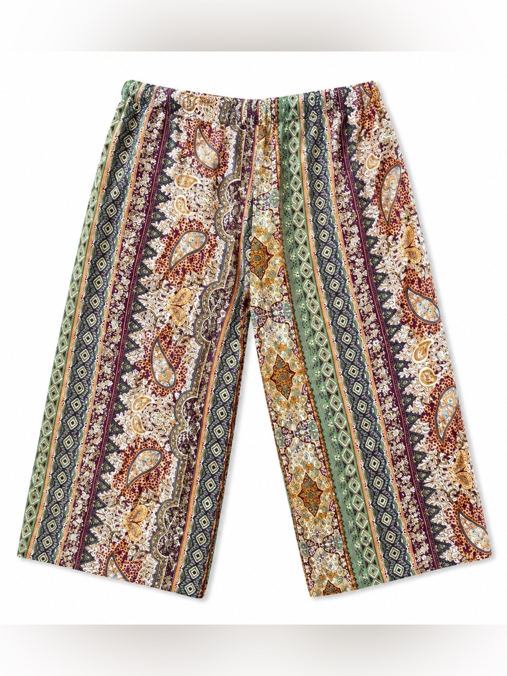 Boca Bay Petite Large Paisley Rayon Pull-On Crop Pants Boho Resort - Picture 2 of 16